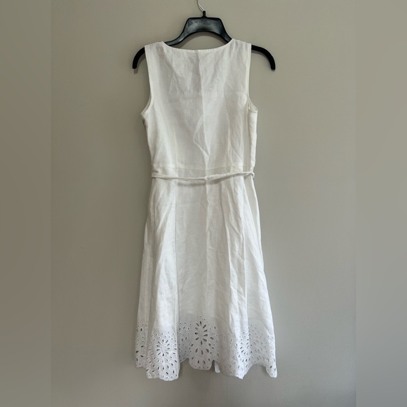 NWT Talbots Petites White Fit & Flare Cotton Eyelet Mini Dress, size 6P - Picture 3 of 11